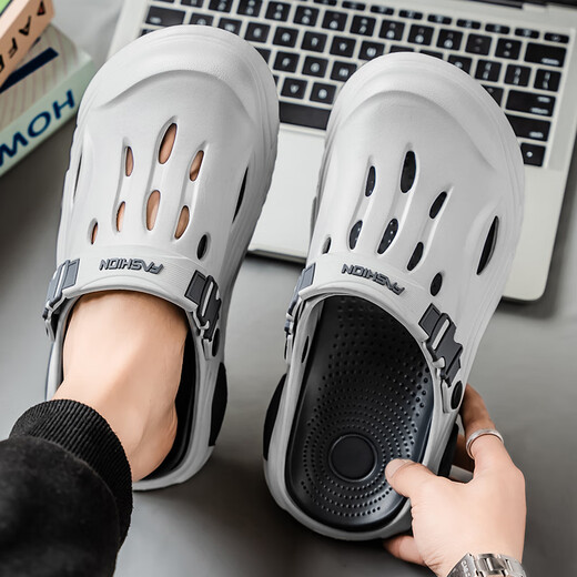 Pilot Camel Sandals 2025 Summer Nuevos deportes para hombres Ayeos al aire libre zapatos de agujero de playa Conductor anti-Slip-Fitness Resistente a las sandalias grises [Serie Snap 13561] 39-40