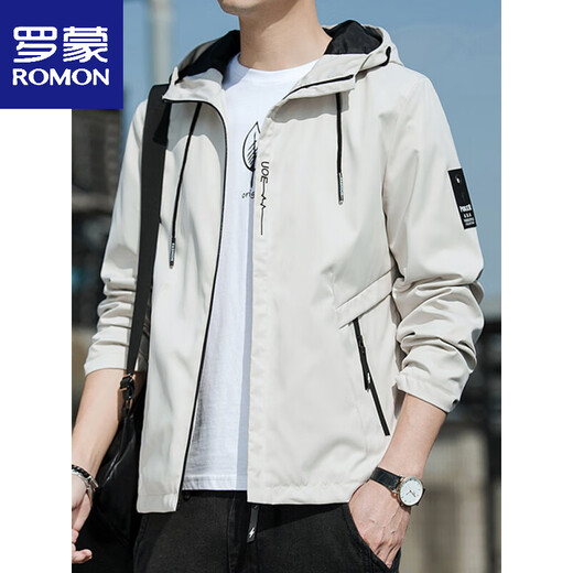 
ROMON spring jacket men's new spring and autumn hooded thin youth loose jacket short solid color jacket K12131 black M [recommended 100-110Jin [Jin equals 0.5 kg]]