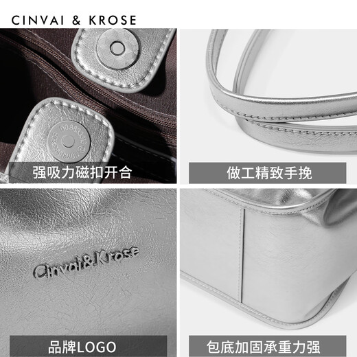 Cinvaikrose Offizielle Website Handtasche Frauentasche 2025 Neue Großkapazität Klassen Tasche Pendeln zum Schiedsbeutel Geburtstagsgeschenk CK Damensasche - Silber [Senden Sie Freundin und Frau zu Herzen]