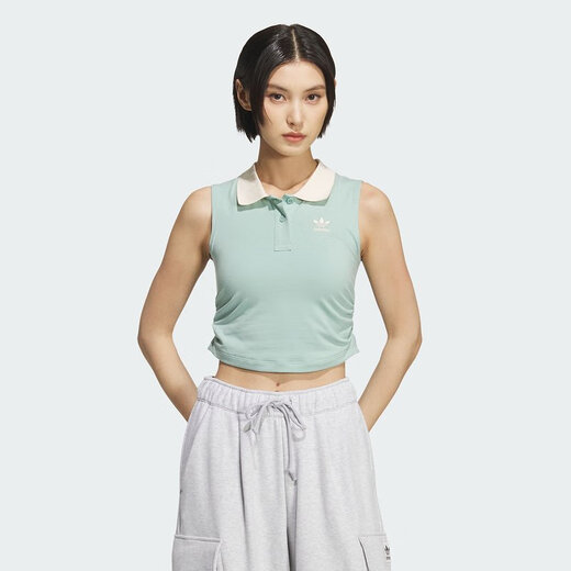 
adidas [Jinlang Sports] Women's Three-leaf Crocodile Short Sports Tight Lapel Vest KE3894 Color M