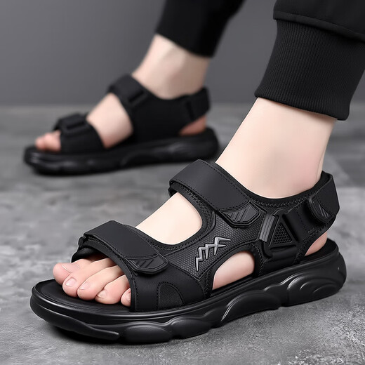 
Platini brand thick-soled sandals for men 2025 summer new fashion sports and casual beach shoes for men, non-slip sandals HHS9230 black 41 standard leather shoes size