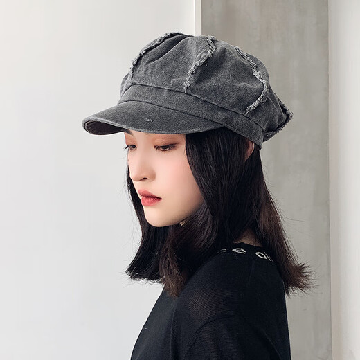 韩版新款贝雷帽子女显脸小文艺复古报童帽画家帽百搭八角帽英伦款 灰色 M