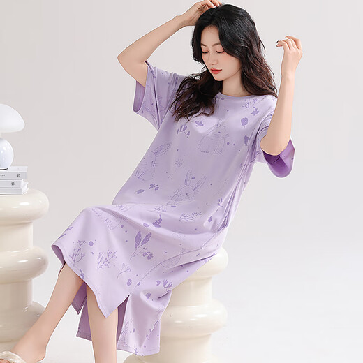 Modal Nightgown for Women's Summer Summer à manches courtes à manches courtes 2025 Nouvelle robe d'été enceinte enceinte d'été ZH14105 L (165)