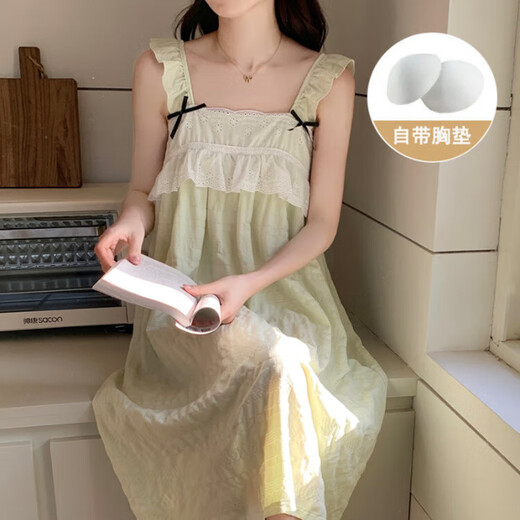 Camisón de manga corta con algodón de algodón de algodón de algodón de color sólido para mujeres en verano estilo dulce princesa suelto y se puede usar fuera de ropa casera y671# albaricoque xl