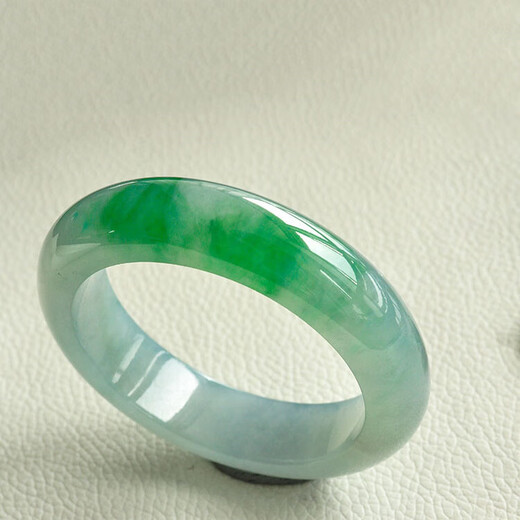 Burmese jadeite bracelet, ice type floating green jadeite bracelet, women's peace bracelet, square floating flower bracelet, genuine jade, 55 ring mouth