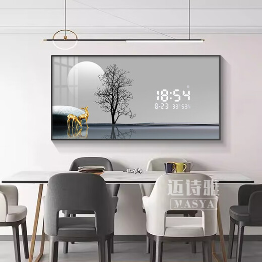MIAOXU SOFA WALL PEINTURE DÉCORAGE PEINTURE SALON 2025 NOUVEAUX MODIFICATION MODERNE MODERNE MODERNE MODERNE BOX METTERIE DE LUXE DE LUXE DE LUXIÈRE AVEC CLOCK, SY694A, écran LED numérique Clock électronique connecté à 80 *