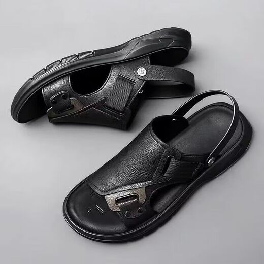 Spider King Sandals Men's Leather Sandals New Summer Soft Soft Leather Casual Head Layer Cowhide Beach Shoes 2025 New Spider 9922 Khaki 38