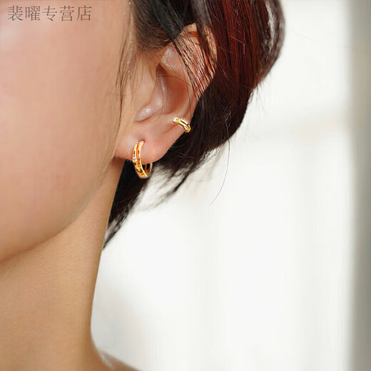 He Jiagong Old Phoenix 999 Gold Super Flash Earrings for Women 14K 2025 New Trendy Unique Earrings Earrings Earrings Studs Earrings 10MM Gold Pair (Suitable for Ear Lobes) Same