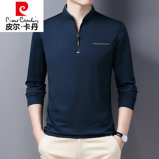 
Pierre cardin men's long-sleeved T-shirt 2025 autumn new trendy loose top casual stand collar sweatshirt men's light luxury 6625 Baolan M [90-110Jin [Jin equals 0.5 kg]]