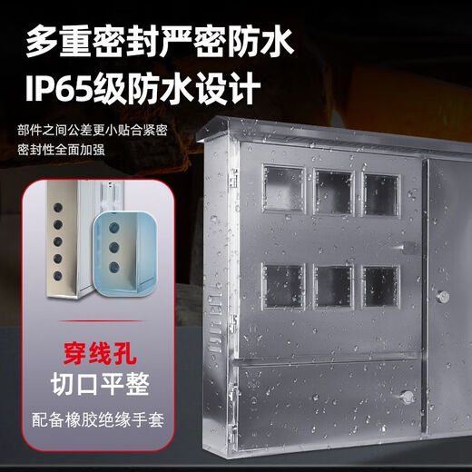 Open switch main meter box complete set 304 stainless steel single three-phase light and dark assembly electric box plug-in card rental house multi-family meter box customization 4-position light/concealed (iron) meter box