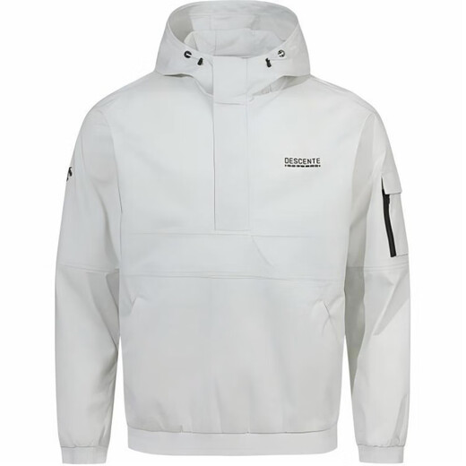 
DESCENTE solid color logo hooded long sleeve jacket for men and women black 100