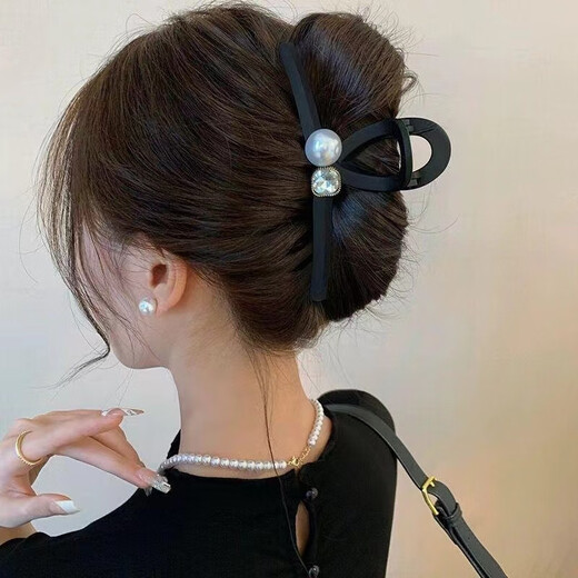Temperament high-quality matte black clip large 13CM new shark hair clip clip women's back head scratcher headdress Peach heart [13CM] matte