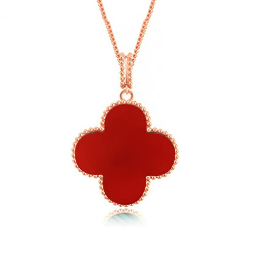Jamie 18k gold four-leaf clover pendant large 20mm pendant as a gift for girlfriend 18k gold red agate pendant (necklace not included)