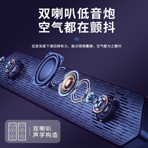 索爱（soaiy）A15长条电脑音响家用多媒体桌面游戏有线小音箱低音炮 炫酷黑 有线版