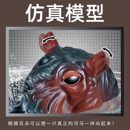1er juin Gift Water Simulation Hippo Shark Electric Remote Control Controla Le bateau peut être lancé pour les garçons et les enfants Jouets à eau à jet d'eau télécommandée aux yeux de bateaux hippopotame