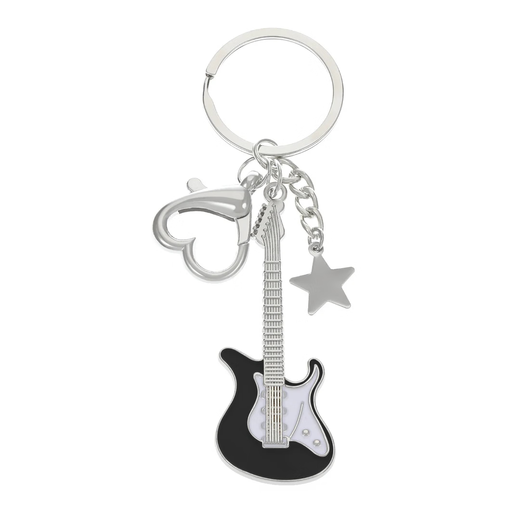 American Hot Girl Style Y2K E -Gitarrenstar Schlüsselbund in Retro Trockener jubilanter Bass Schlüsselbeutel Keychain Gitarre Keychain - Weiß
