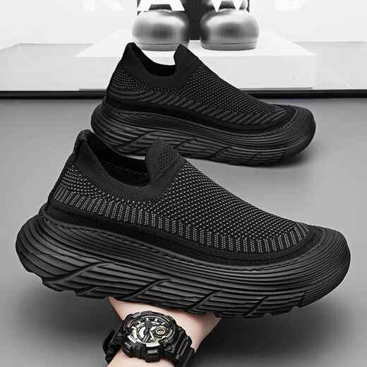 Chaussures masculines d'été Nouvelles chaussures décontractées en maille noir épaisse seme