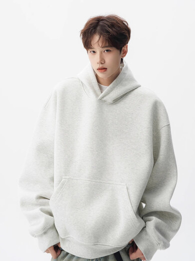 OEMG heavyweight 400G velvet thickened hooded sweatshirt for men in autumn and winter American high street jacket trendy brand loose hoodie black XL recommended 110-130Jin Jin equals 0.5 kg