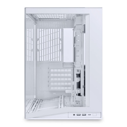 LIANLI联力O11D MINI V2机箱 海景房紧凑型 支持ATX主板 360水冷 可调直立显卡支架 倾斜底板 带防尘网 O11D MINI V2无风扇版 紧凑型机箱 白色