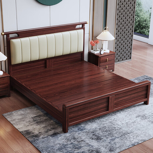 Nanzhu Nouveau lit en bois massif chinois Double 1,8 mètre lit de lit Maîtriseur Lit Soft Hood Full Full Food Dovetail Lit Board 9904 #