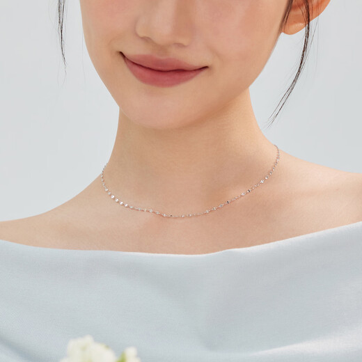 Lukfook Jewelry Platinum Necklace Sparkle Chain Platinum 950 Plain Chain Clavicle Chain Price 45cm - About 2.12 grams