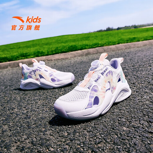 ANTA Children's Sandals Universal Big Children's Shoes 2025 Summer New Overbearing Frame Shoes Sports Shoes Baotou Beach Sandals Girls White/Yangxu Purple-6 38