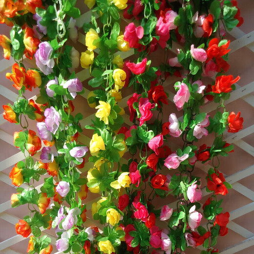 Simulated decorative magnolia small tulip flower vine string rattan pipe silk flower green plant flower grass wall hanging ceiling Magnolia random matching