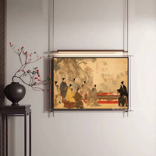 
Song Dynasty aesthetic decorative paintings lighting paintings new Chinese metal boom luminous mural living room teahouse mural A style 90*13578*63 light paintings