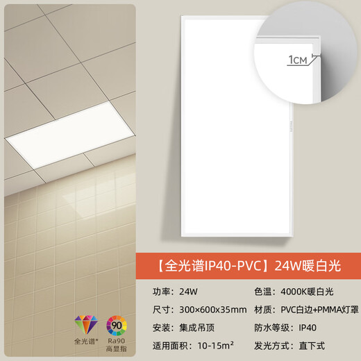 Philips (PHILIPS) LED integrated ceiling panel light kitchen and bathroom ceiling panel light bathroom bathroom light aluminum gusset light fixture RC053 24W 300 600 Zhongguang
