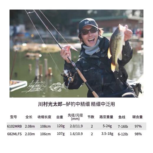 
DaiWA (DAIWA) ZILLION Zilong Competitive Luya Rod Set Long-Toping Mouth Bass Sea Bass Black Luya Fishing Pole 1 meter Regular Model-682L/MLFB-ST Gun Handle/b
