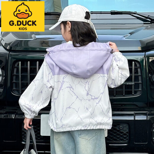 
G.DUCKKIDS girls' jacket spring and autumn style 2025 new children's clothing girls' middle-aged and big children's autumn hooded clothes children's autumn jacket pink 140