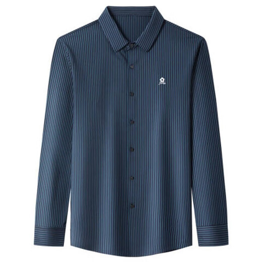 Mengtejiao MONTAGUT men's mulberry silk long-sleeved shirt autumn middle-aged daddy casual striped lapel shirt men dark green 9928 L (170) Suitable for 115-125 Jin [Jin equals 0.5 kg]