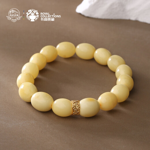 Potala Palace Beeswax Date Beads Single Circle Bracelet 925 Silver Transfer Beads Amber Disk Bracelet Birthday Gift for Men and Women Beeswax 925 Silver Bracelet