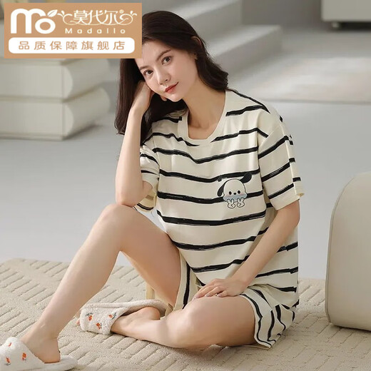 Modal Cotton Pyjamas für Frauen im Sommer kurzärmelige zweiteilige Cartoon Süßes Sommer Dünne süße Outdoor-Kleidung Orange A9856 Shorts L [100-115jin [Jin ist 0,5 kg]]