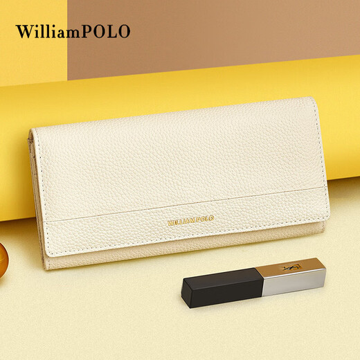 WILLIAMPOLO Wallet Women's Long 2025 New Genuine Leather Clutch Large Capacity Multi-Card Slot Card Bag Chinese Valentine's Day Gift White Gift Box Packaging