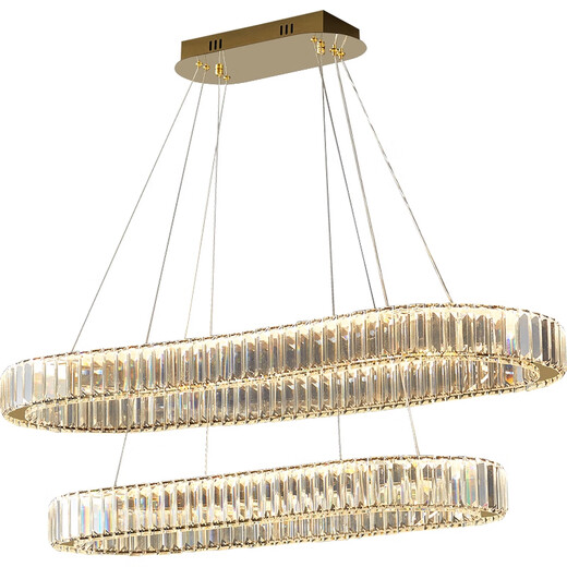 JPHZNB北欧轻奢大气水晶餐厅吊灯后现代led网红吧台灯简约不锈钢饭厅灯 NY6623长方-80无极调光 带遥控/