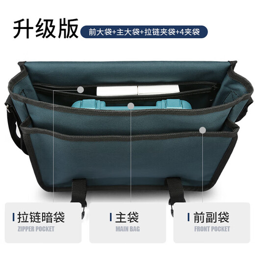 Sailotou canvas bag tool bag thickened wear-resistant repair electrician bag multi-functional storage bag enlarged upgraded electrician classic electrician bag blue