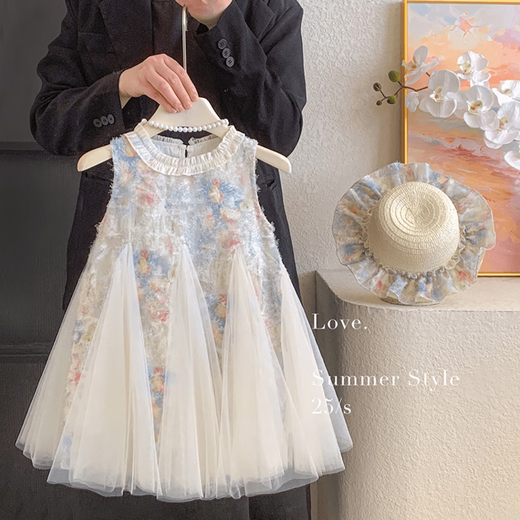 G.DUCKKIDS小黄鸭童装女童连衣裙夏季2025薄款儿童裙子女孩夏装背心裙网纱裙 花色akokasc（送帽子） 120 尺码5~6岁【110-120cm】cm