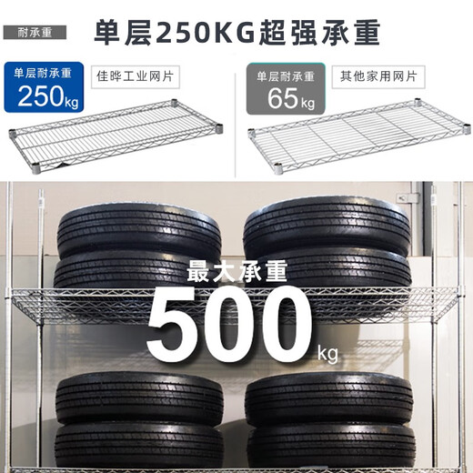仓库镀铬不锈钢线网货架置物架多层家用重型储物架收纳架子 长1518mm宽355mm 3层1.2米高不带轮