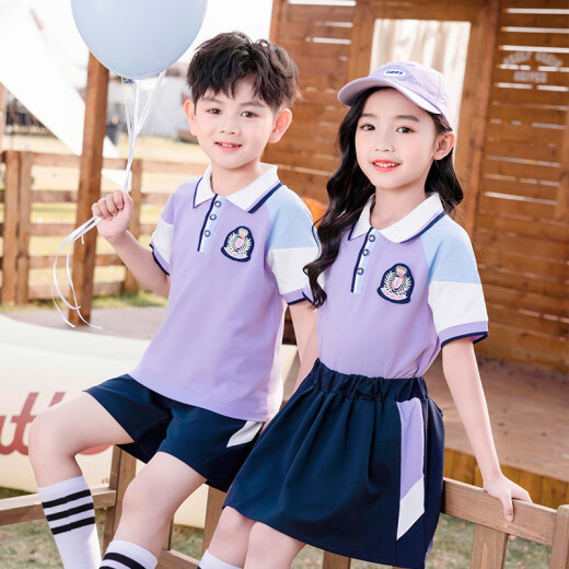 Chaomengcheng Primary School Uniforms Summer Children's Short-Sleeve Class Uniform Set Performance Clothes Kindergarten Clothes Summer Clothes Graduation Photo Customized 6623 Red Women's Set 100 Recommended height 90cm