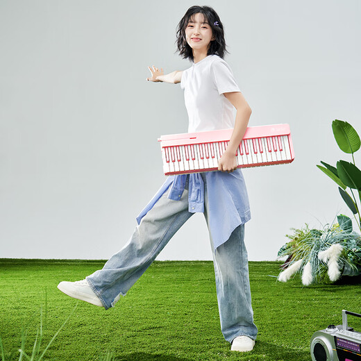 星海弹弹电子琴88键便携折叠琴成人儿童通用款考级初学者家用智能电子钢琴 ZB100b耀夜黑＋琴包＋可升降琴架