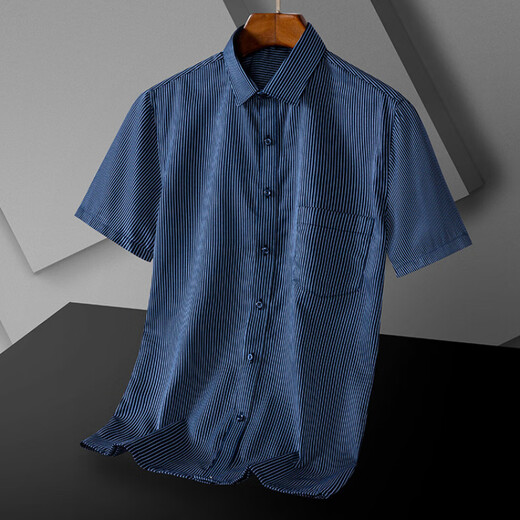 Neuer Sommerstil mit Baumwollstreifen kurzärmeliges Hemd für Männer, mittleren und jungen Unternehmen Casual, Atmungsaktiv und nicht amerikanischem Hemd DX6636 Dünner Modell 45