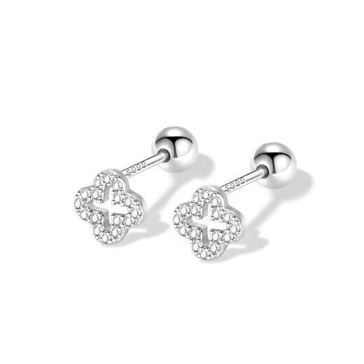 Qi Xiaomi four-leaf clover earrings for women sterling silver 999 earrings 2025 new high-end earrings for pierced ears for sleeping without removing earrings a pair of four-leaf clover earrings 999 pure silver