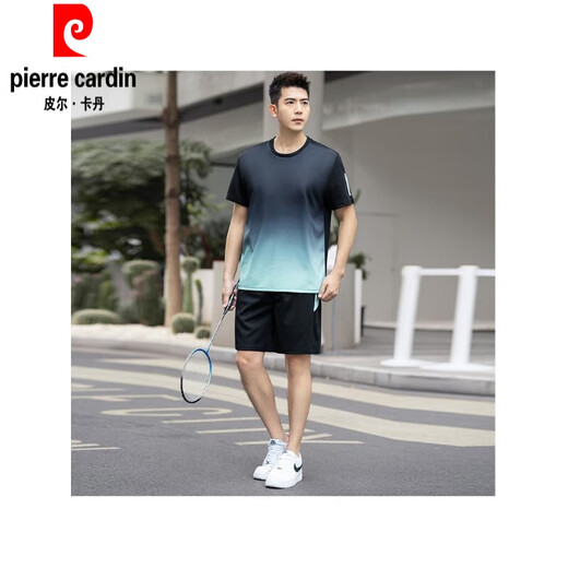 Pier Cardin Herren Running und Schnelltrocknen lässig Sportanzug Herren Sommer-Dünnstil plus Fett Plus-Größe kurzärmelige zweiteilige Badminton-Uniform-Vatertagsgeschenkkleidung Rot Anti-Falten-T-Shirt Männer 9902 8xl 250-270jin [Jin gleich 0,5 kg]