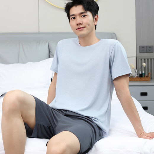 TTPMER睡衣男士夏季棉质短袖加大码薄款宽松中青休闲家居服套装可外穿 9928【H系列男短袖短裤套装】 175 L 【建议100-130斤】