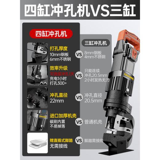 
Huhao Huhao (HUHAO) Huhao HUHAO electric hydraulic punching machine angle iron angle steel hand drilling machine small 12200W four-cylinder Pengpai power lithium battery cell steel