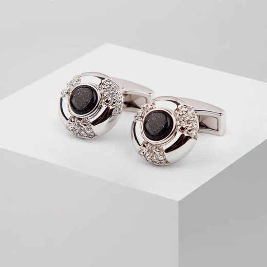 Nosskiss Französisch Hemd Manschettenknöpfe Männer schwarze Katzenaugen Auge Plattierung Gold Strass für Geschäfte Cufflinks Custom Birthday Geschenkgeschenke Katze Eye Eye Plating Roségold Geschenkbox