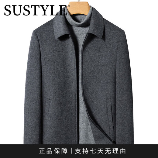 Sustyle Luxury High-End-Marke High-End-Herren-Kurzwollmantel Herren Wollmantel Herrener Revers Wolljacke Business Navy L.
