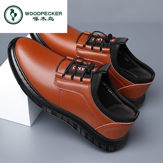 Woodpecker Herren 2025 Neue weiche Lederschuhe Geschäfte Casual Herren Lederschuhe mit einem Fuß Herrengeschäft Lederschuhe TY-882-Black 39