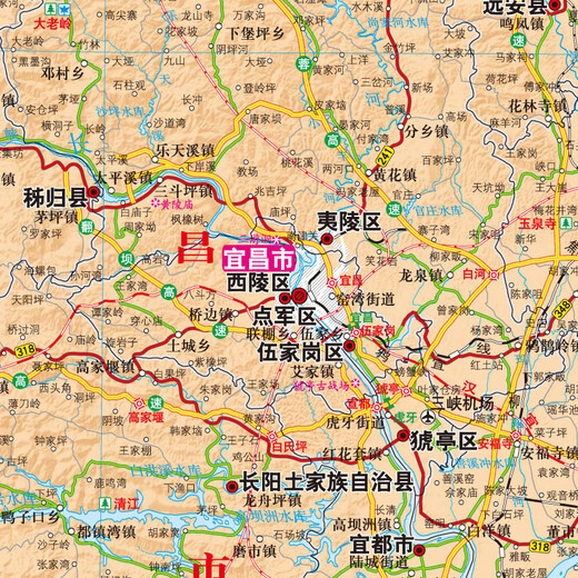 湖北地图 2025年湖北省政区交通地形 1068*749毫米